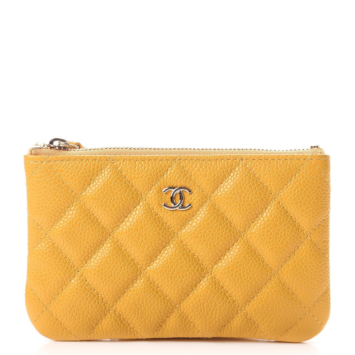 Chanel Caviar Quilted Small Cosmetic Case Yellow 1 of 8