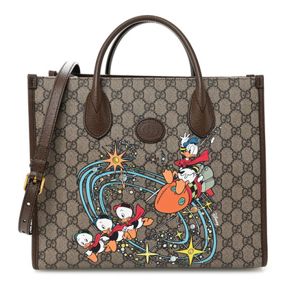 Gucci X DISNEY GG Supreme Monogram Donald Duck Retro Interlocking G Tote Bag Beige Multicolor New Acero 1 of 11