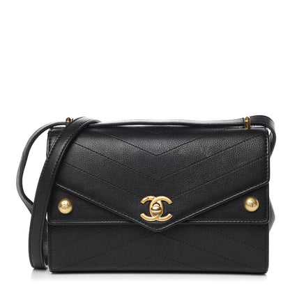 Chanel Calfskin Chevron Quilted Casual Trip Flap Black 1 of 10