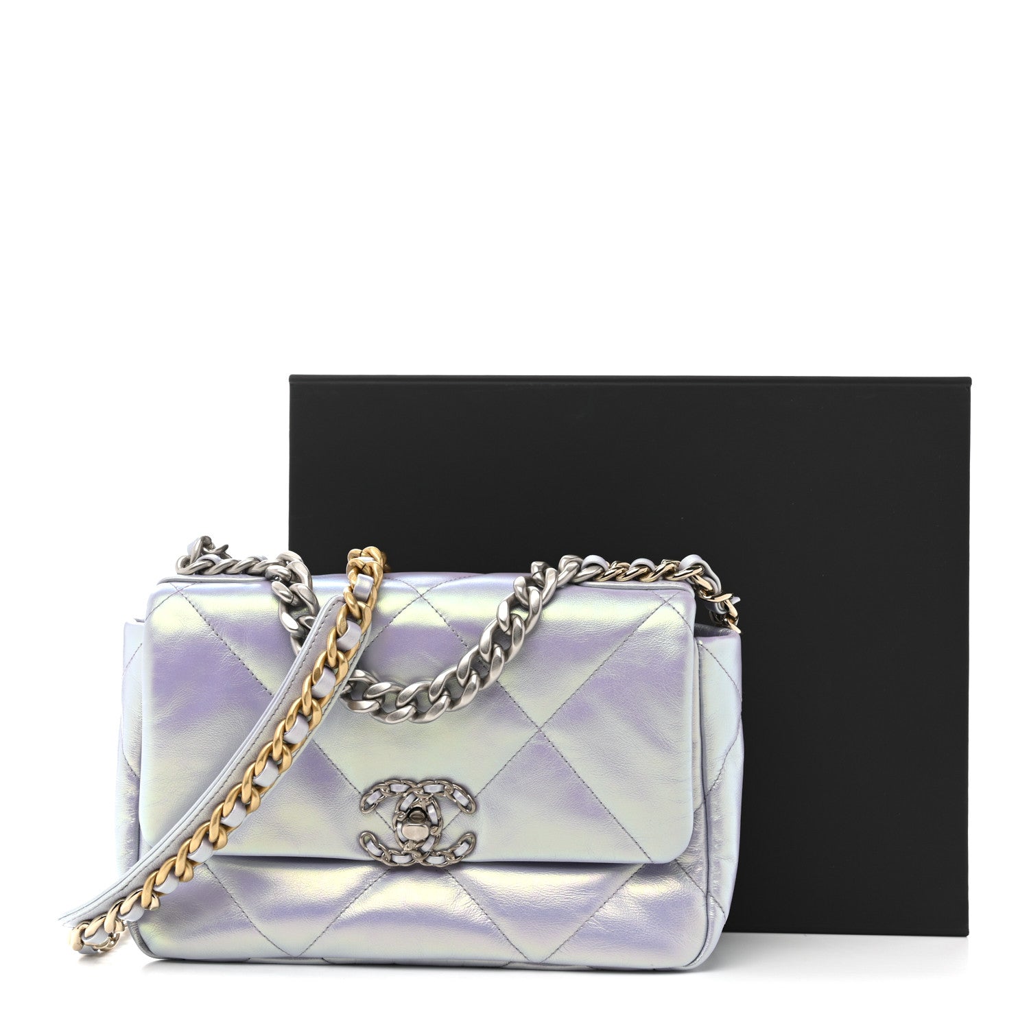 Chanel Iridescent Calfskin Quilted Medium Chanel 19 Flap Light