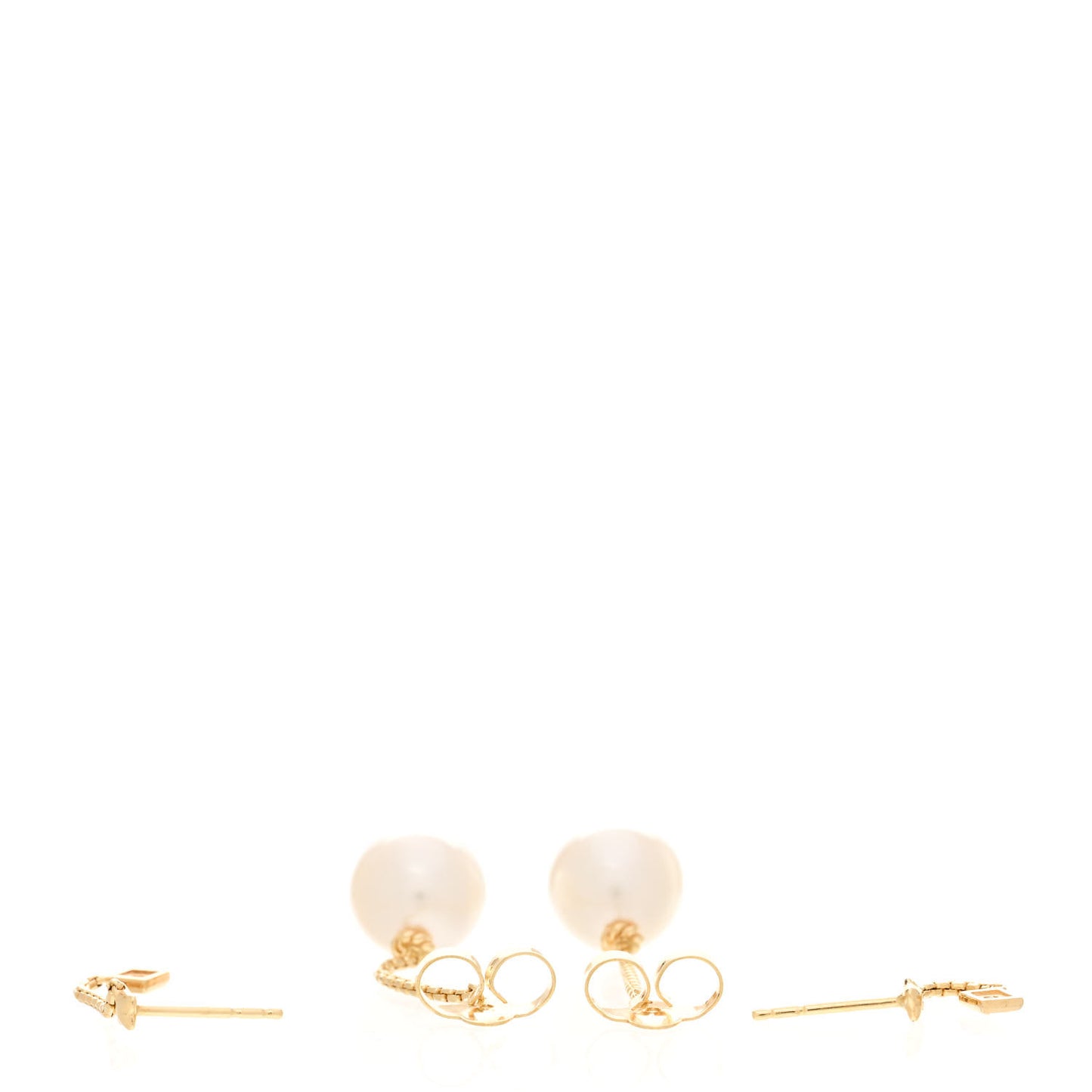 18K Yellow Gold Pearl Diamond Solari Drop Earrings