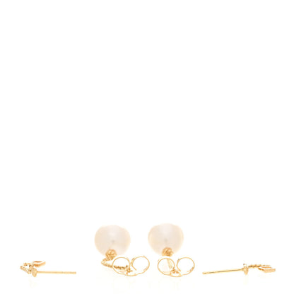 David Yurman 18K Yellow Gold Pearl Diamond Solari Drop Earrings 3 of 5