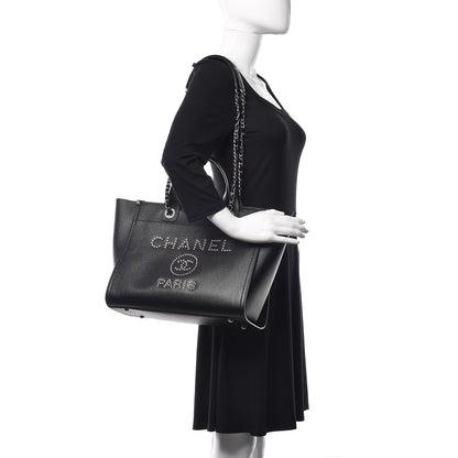 Chanel Caviar Small Studded Deauville Tote Black 2 of 9