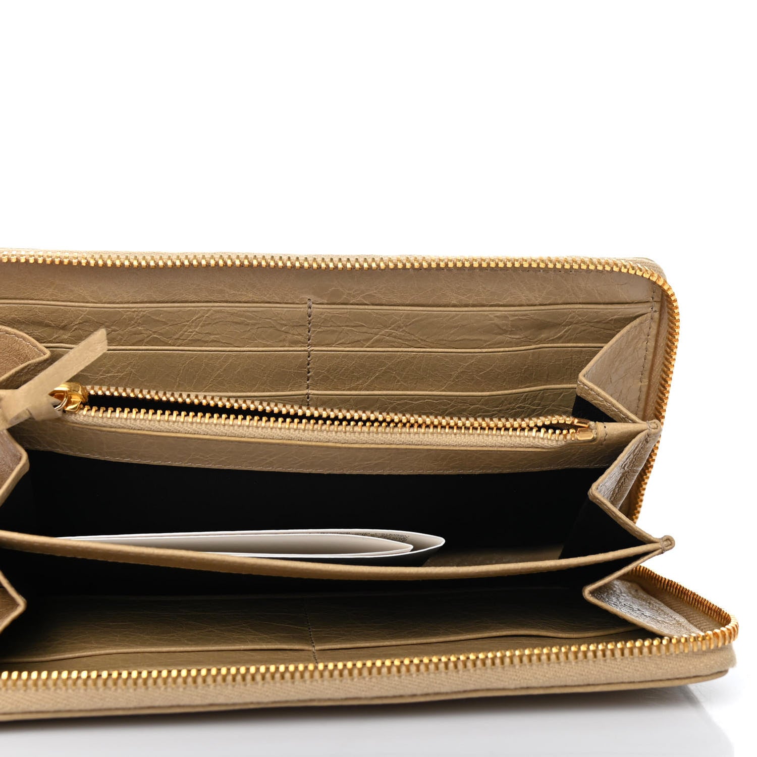 Balenciaga Agneau Classic Gold Hardware Continental Zip Around Wallet Beige Sable 4 of 4