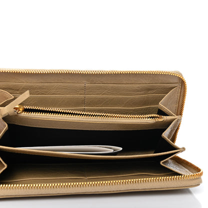 Balenciaga Agneau Classic Gold Hardware Continental Zip Around Wallet Beige Sable 4 of 4