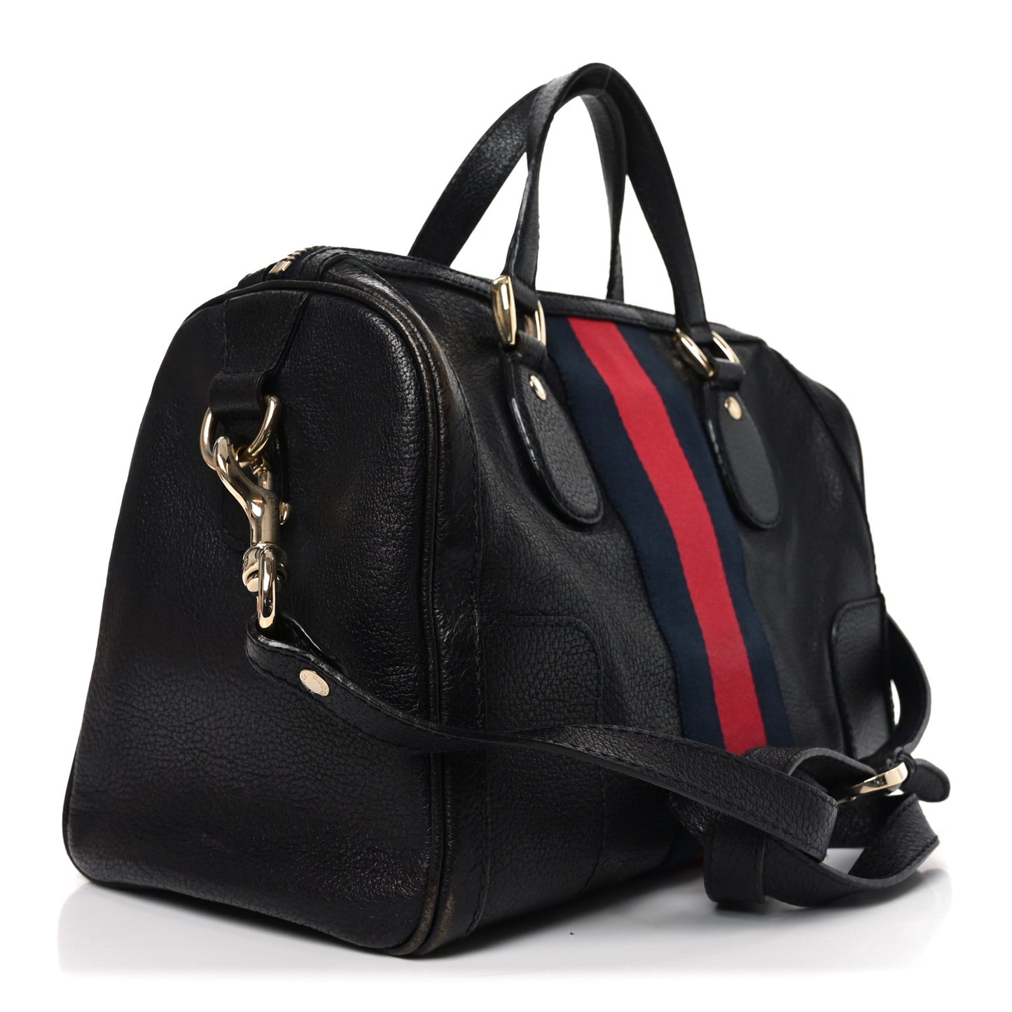 Calfskin Medium Seventies Web Boston Black
