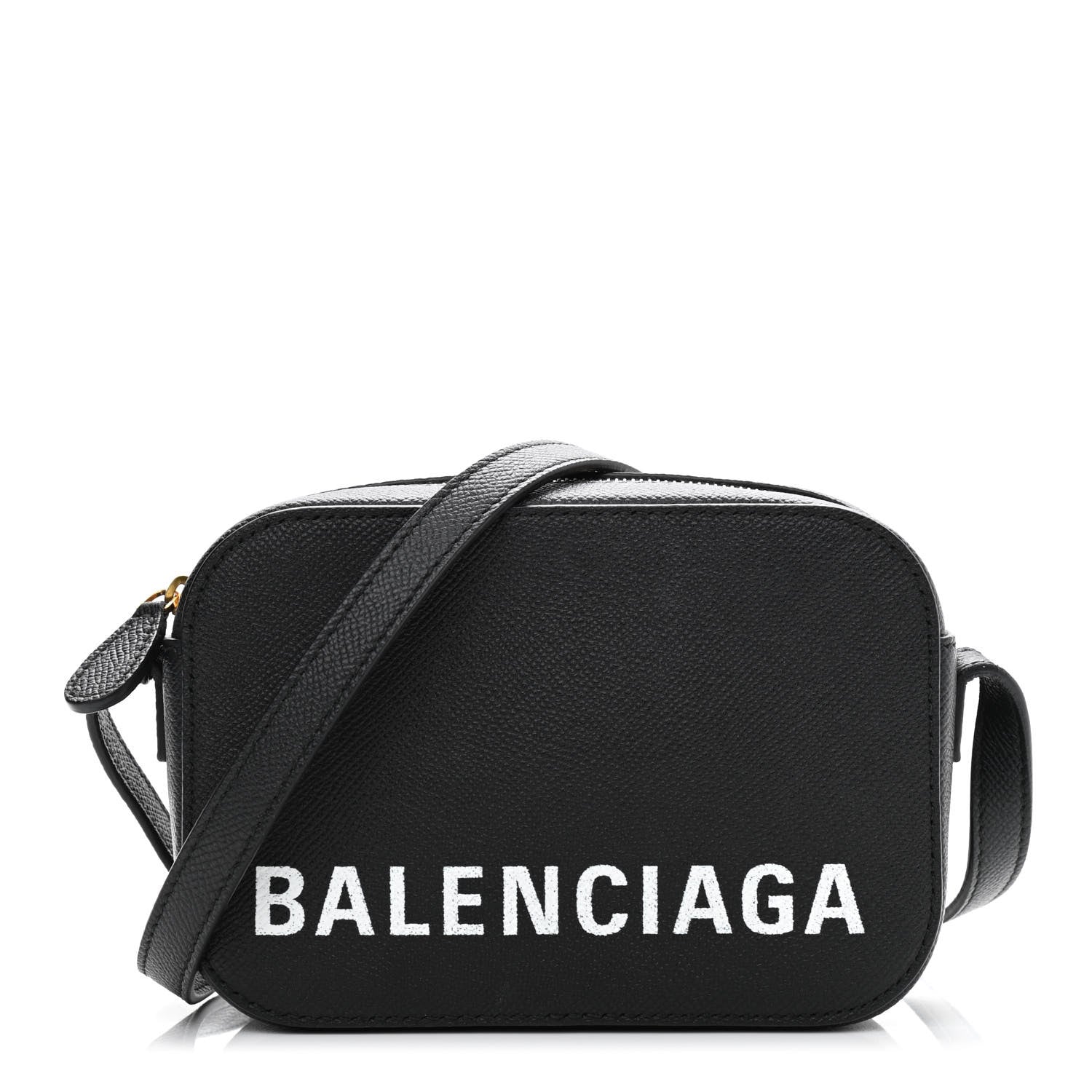 Balenciaga Signature Grained Calfskin Logo XS Ville Camera Bag Black White 1 of 11