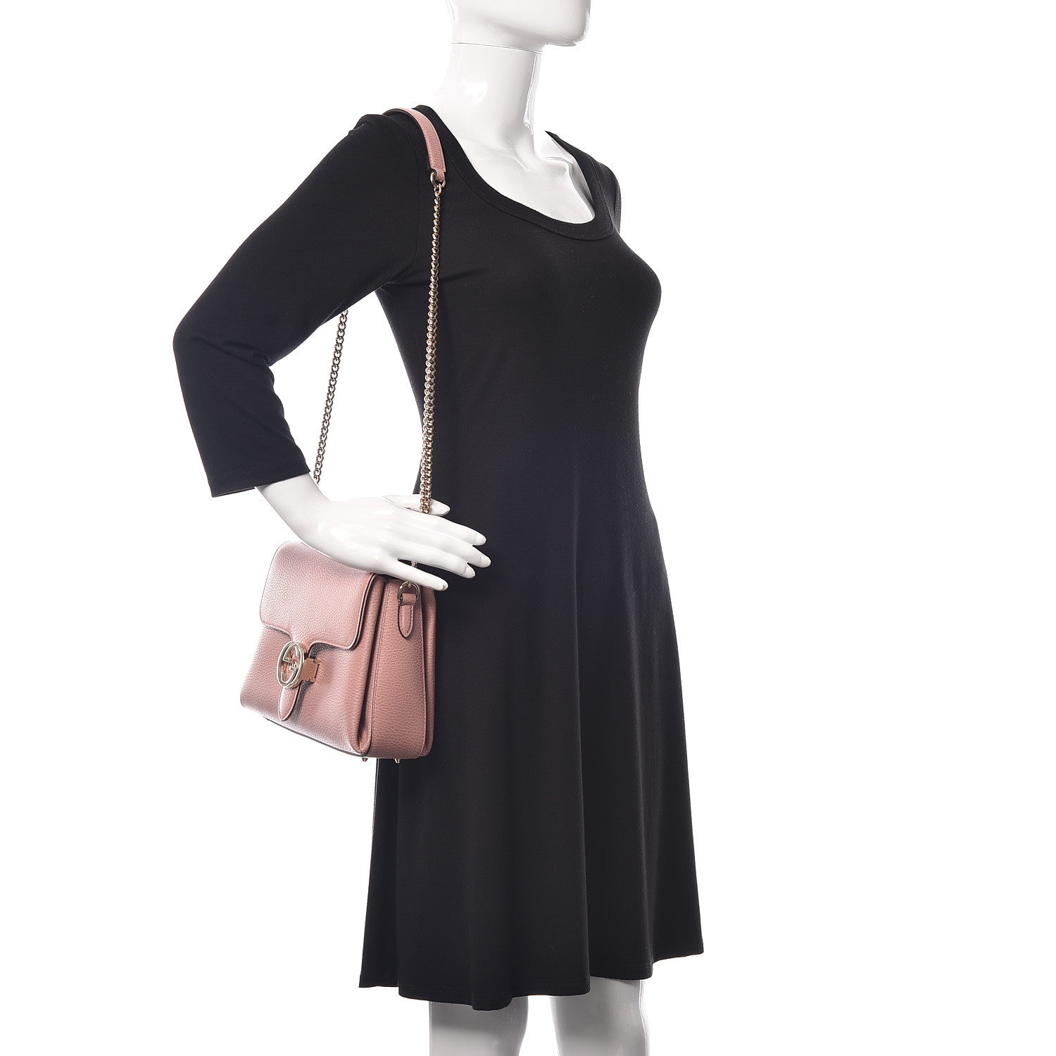 Gucci Dollar Calfskin Interlocking G Top Handle Shoulder Bag Soft Pink 2 of 10