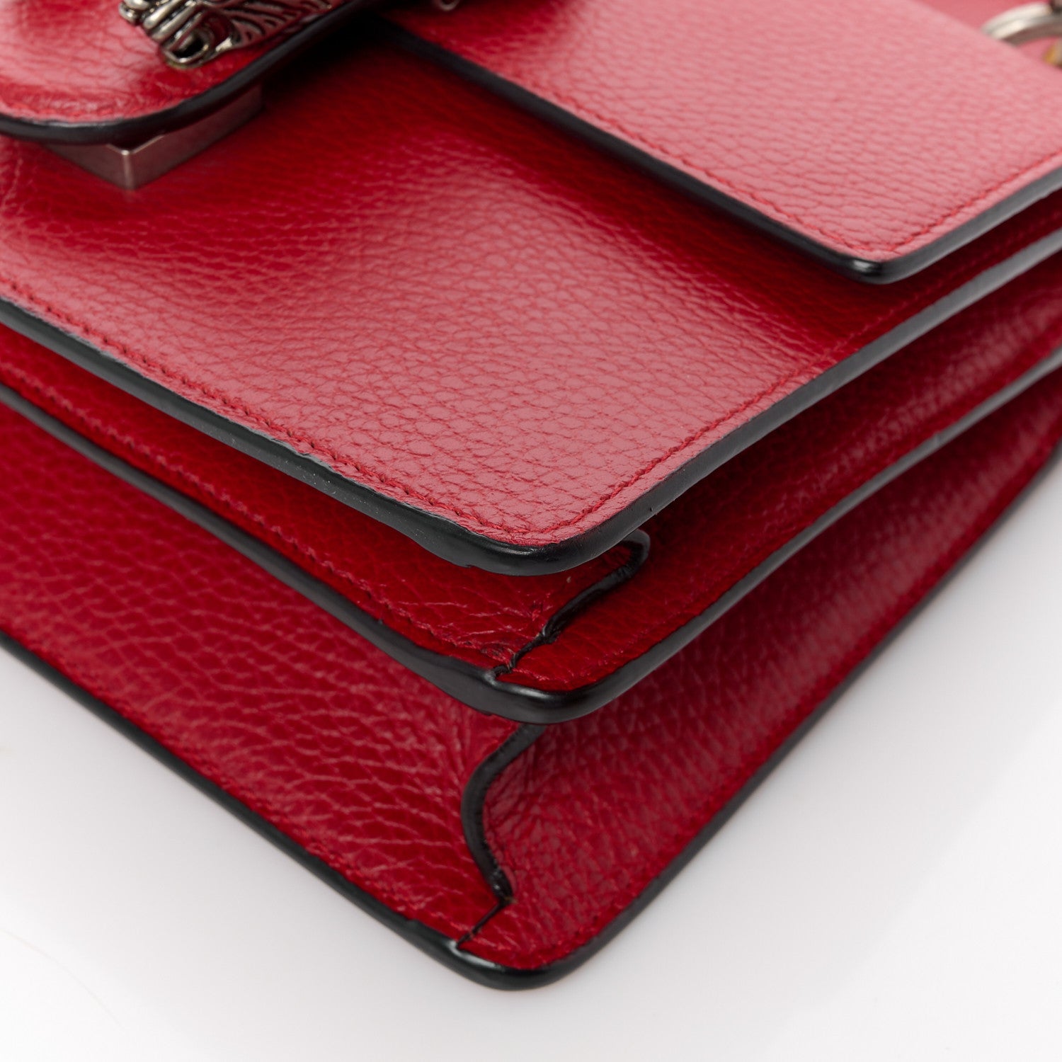 Gucci Dollar Calfskin Crystal Web Mini Dionysus Bamboo Top Handle Bag Hibiscus Red 12 of 13
