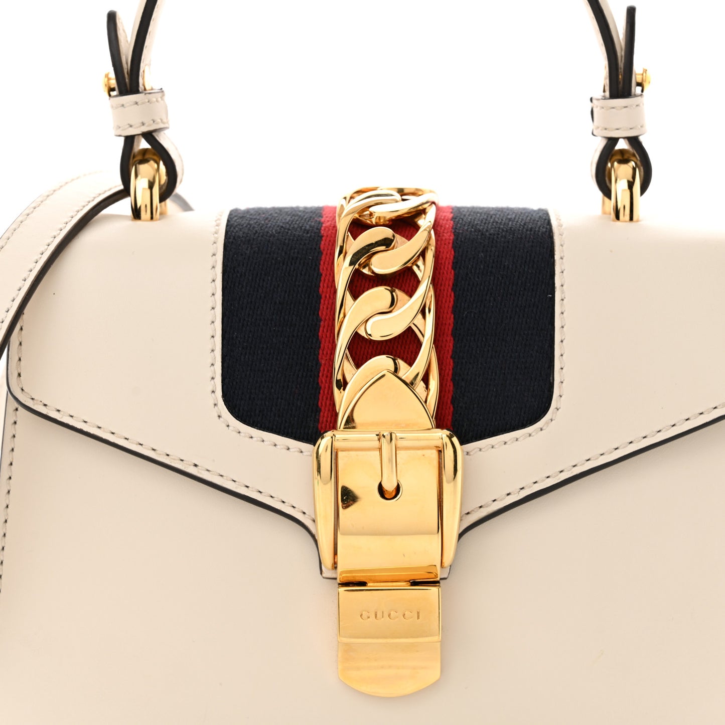 Calfskin Mini Sylvie Top Handle Bag White