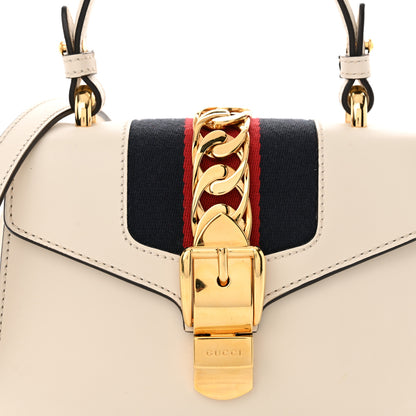 Gucci Calfskin Mini Sylvie Top Handle Bag White 8 of 17