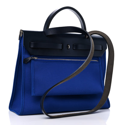 Hermes Toile Militaire Vache Hunter Herbag Zip Retourne 31 PM Bleu Electrique Bleu Saphir 3 of 11