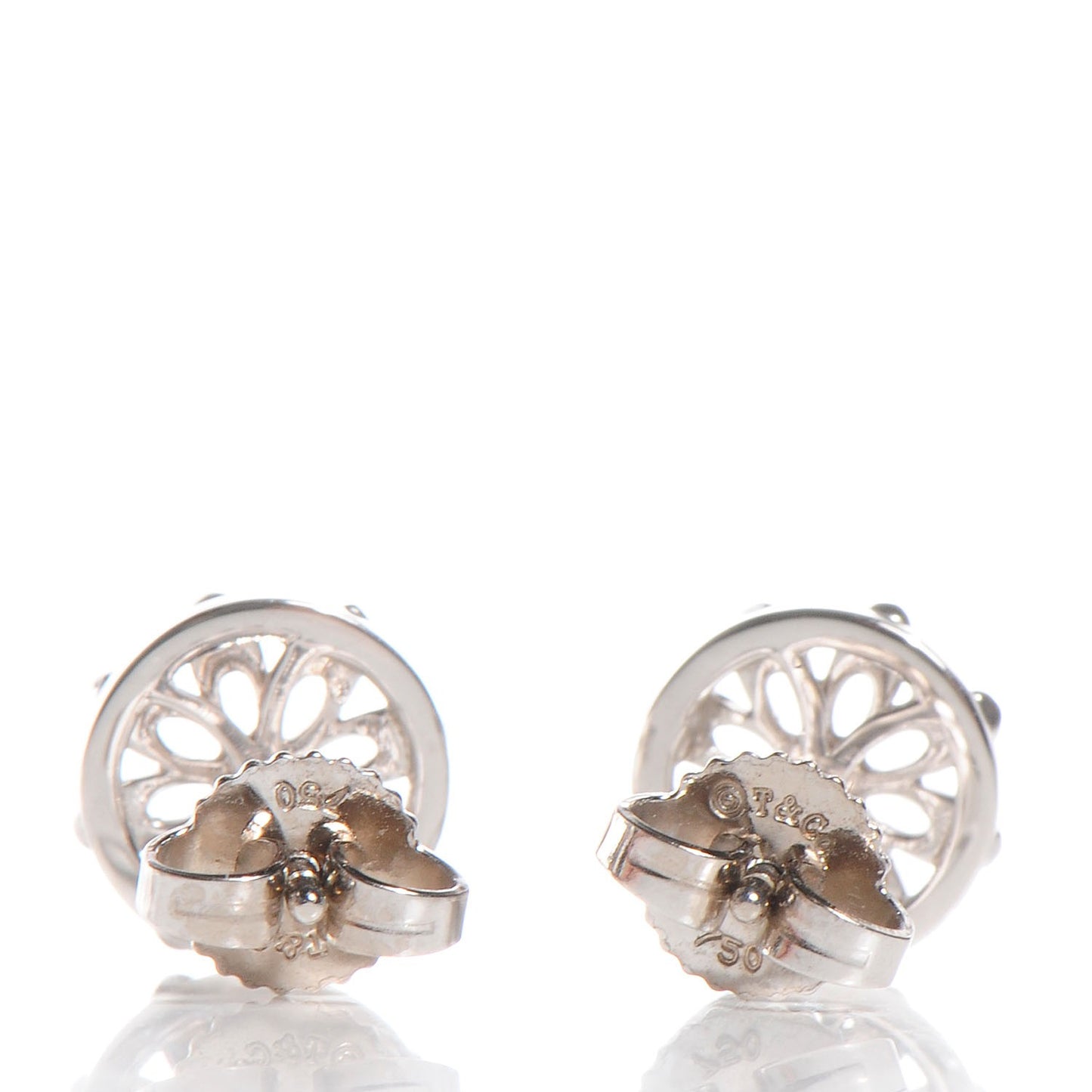 18k White Gold Diamond Flower Stud Earrings