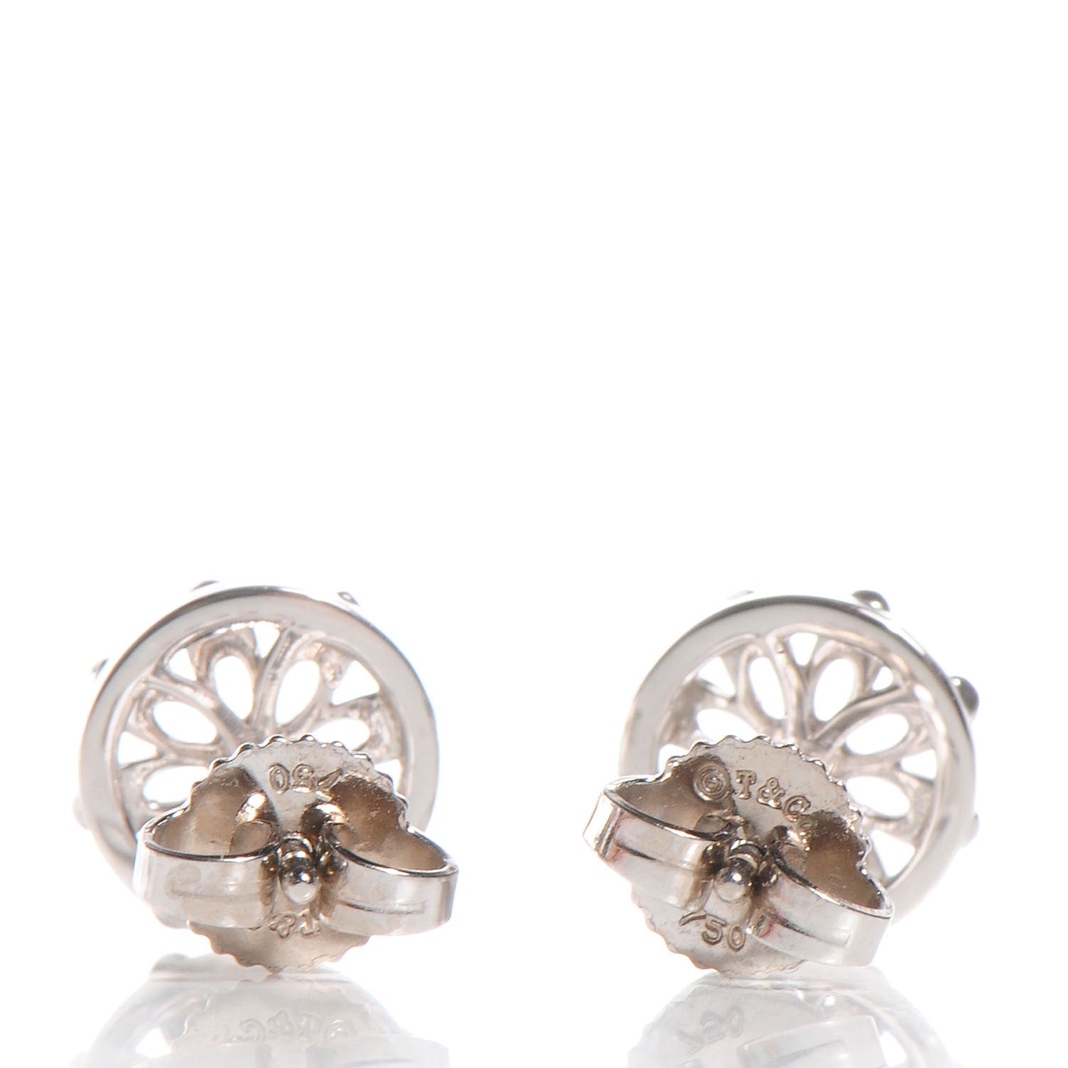 Tiffany 18k White Gold Diamond Flower Stud Earrings 3 of 5