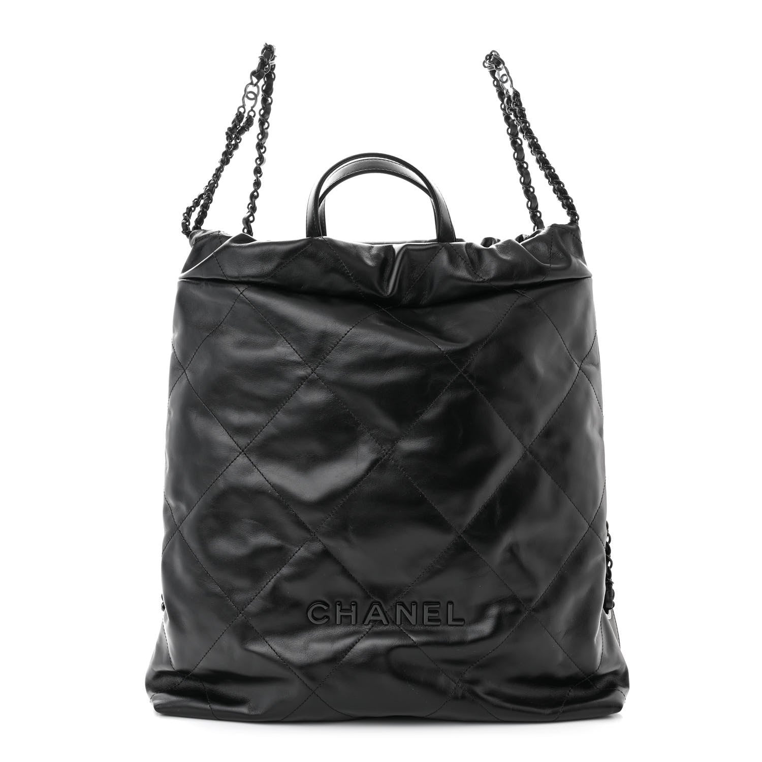 Chanel Shiny Calfskin Quilted Chanel 22 Backpack So Black 1 of 11