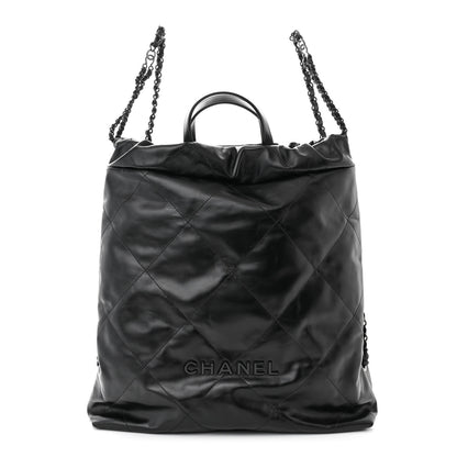 Chanel Shiny Calfskin Quilted Chanel 22 Backpack So Black 1 of 11
