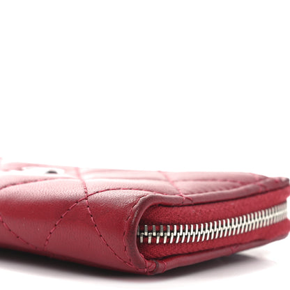 Chanel Lambskin Quilted CC Zip Around Card Holder Red 9 of 10