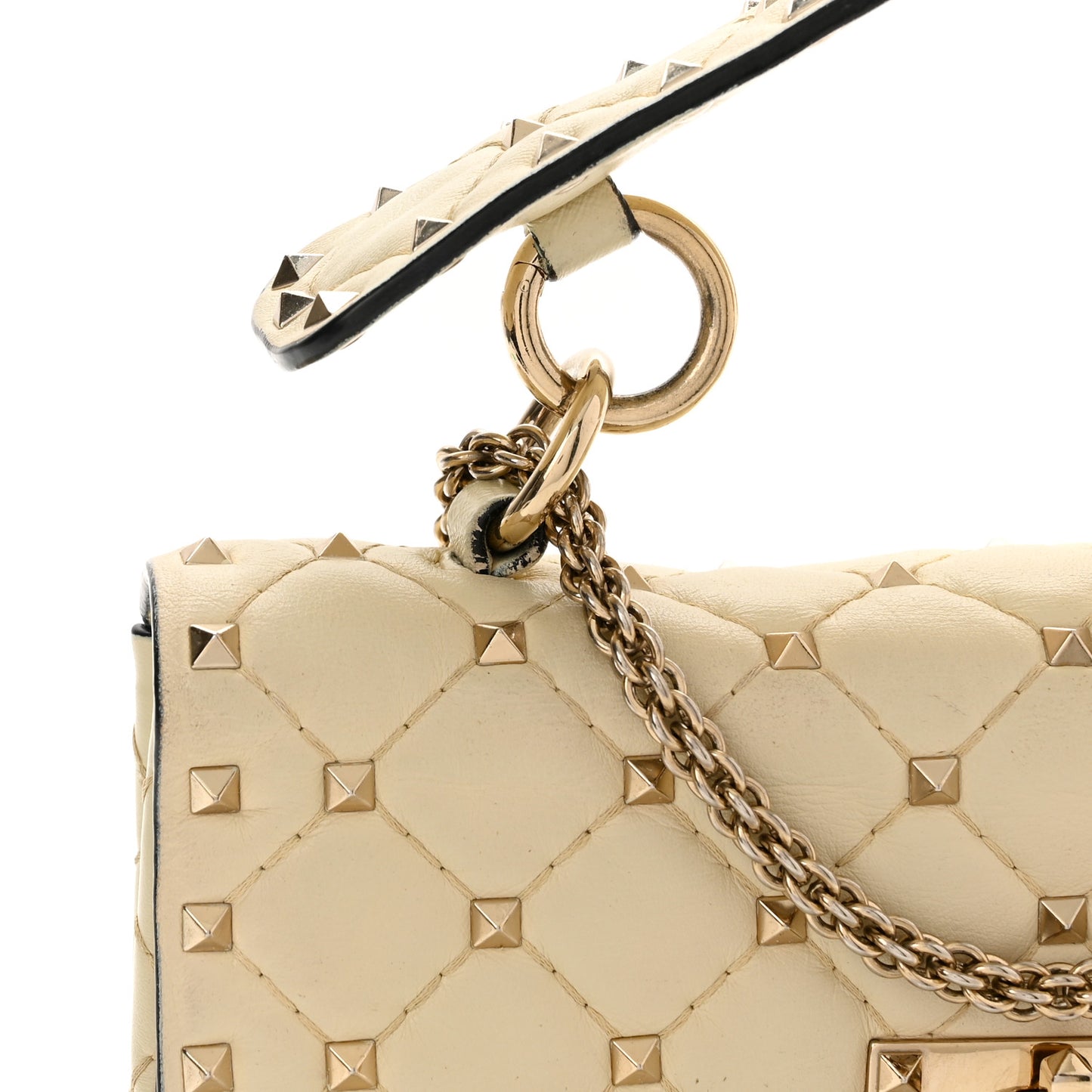 Nappa Small Rockstud Spike Shoulder Bag Light Ivory