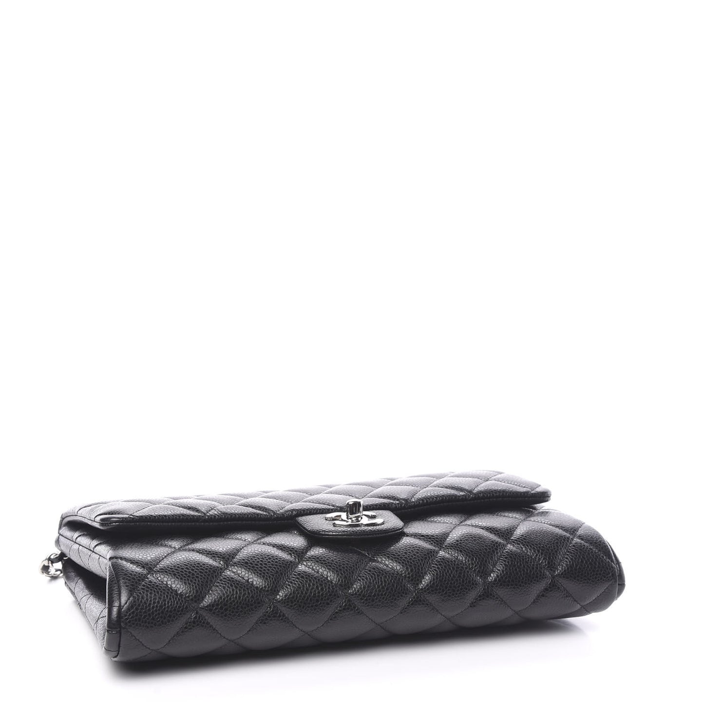Caviar Quilted Clutch With Chain Flap Black