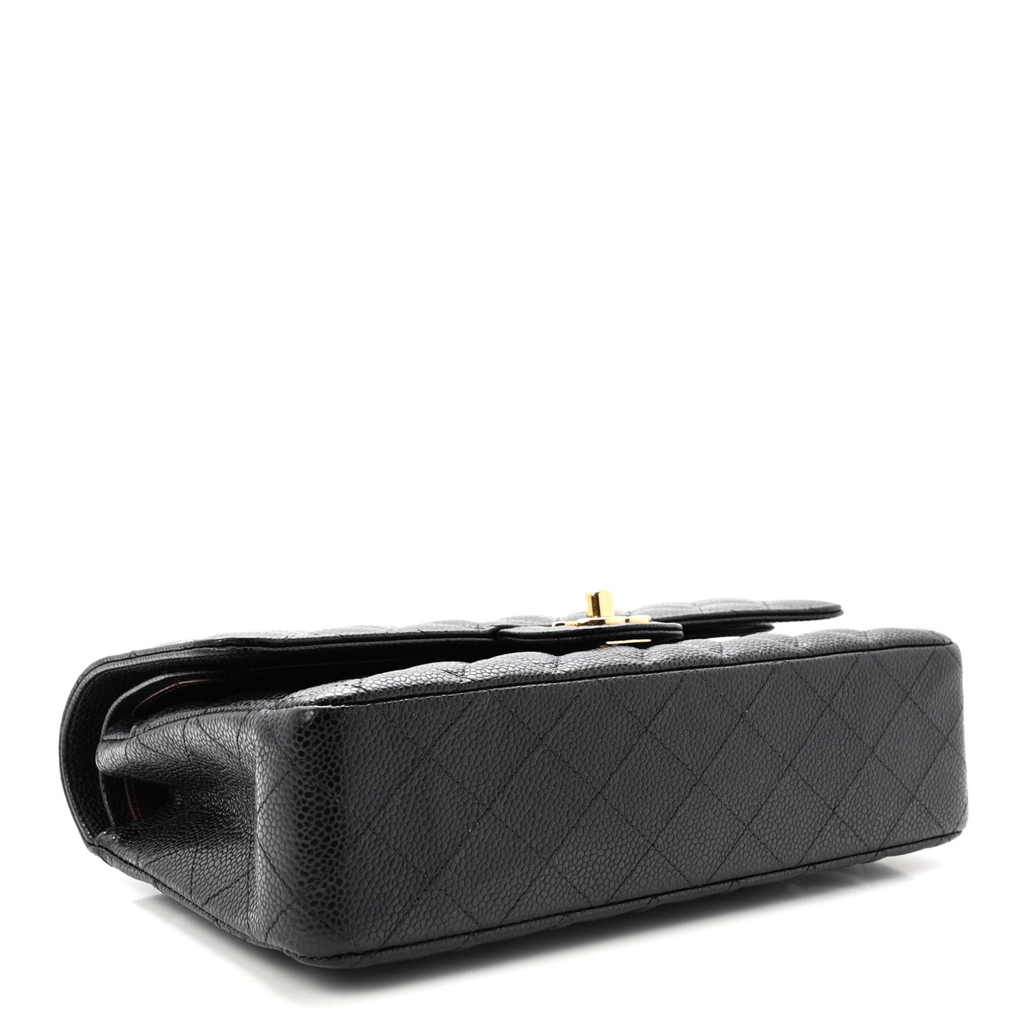 Caviar Quilted Medium Double Flap Black