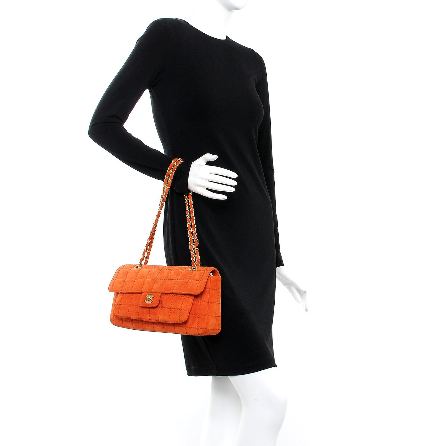 Suede Square Double Stitch Flap Orange