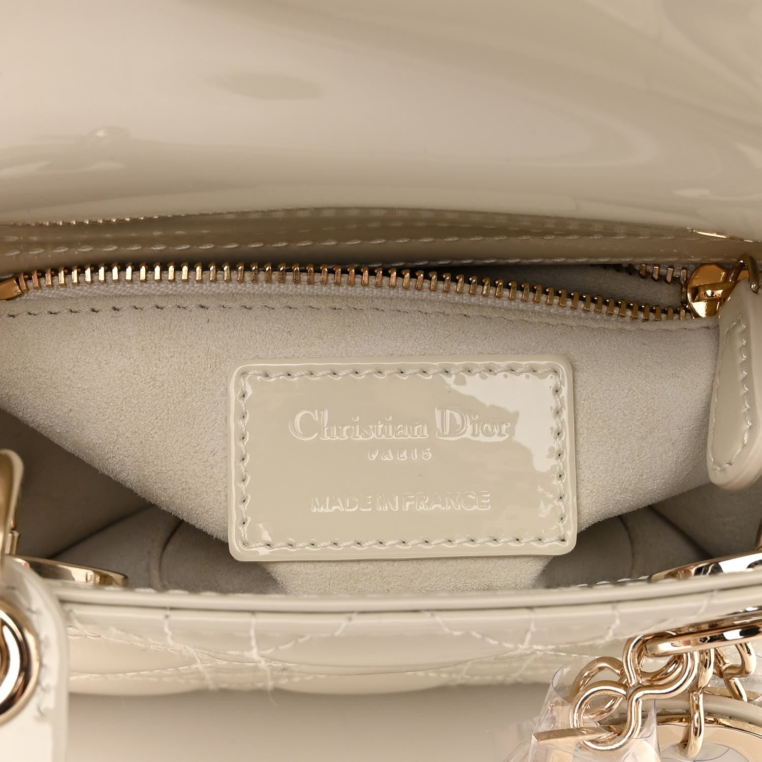 Christian Dior Patent Cannage Mini Lady Dior Ivory 6 of 9