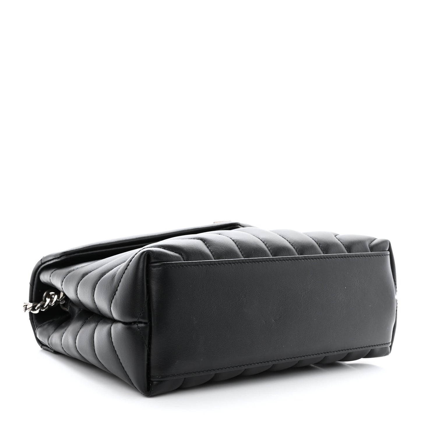 Calfskin Y Quilted Monogram Small Loulou Chain Satchel Black