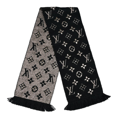 Louis Vuitton Wool Silk Logomania Shine Scarf Black 2 of 3