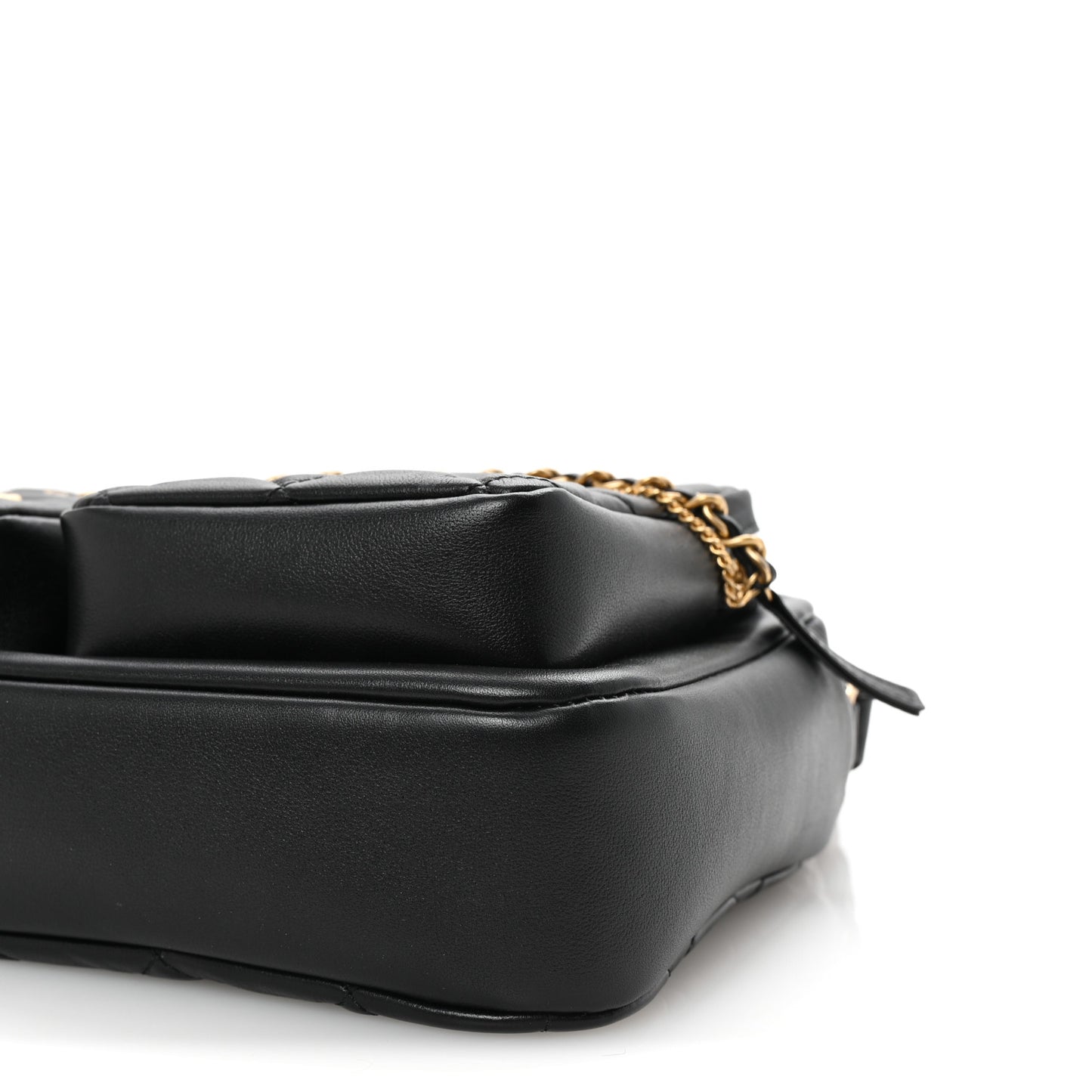 Calfskin Quilted Large Camera Case Black