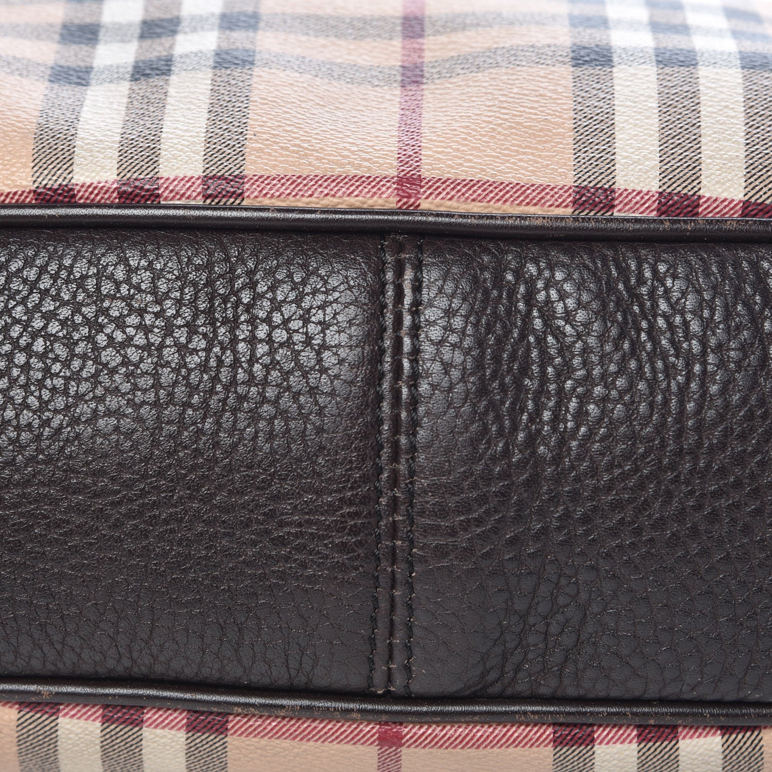 Burberry Grained Calfskin Haymarket Check Hobo Dark Brown 10 of 19