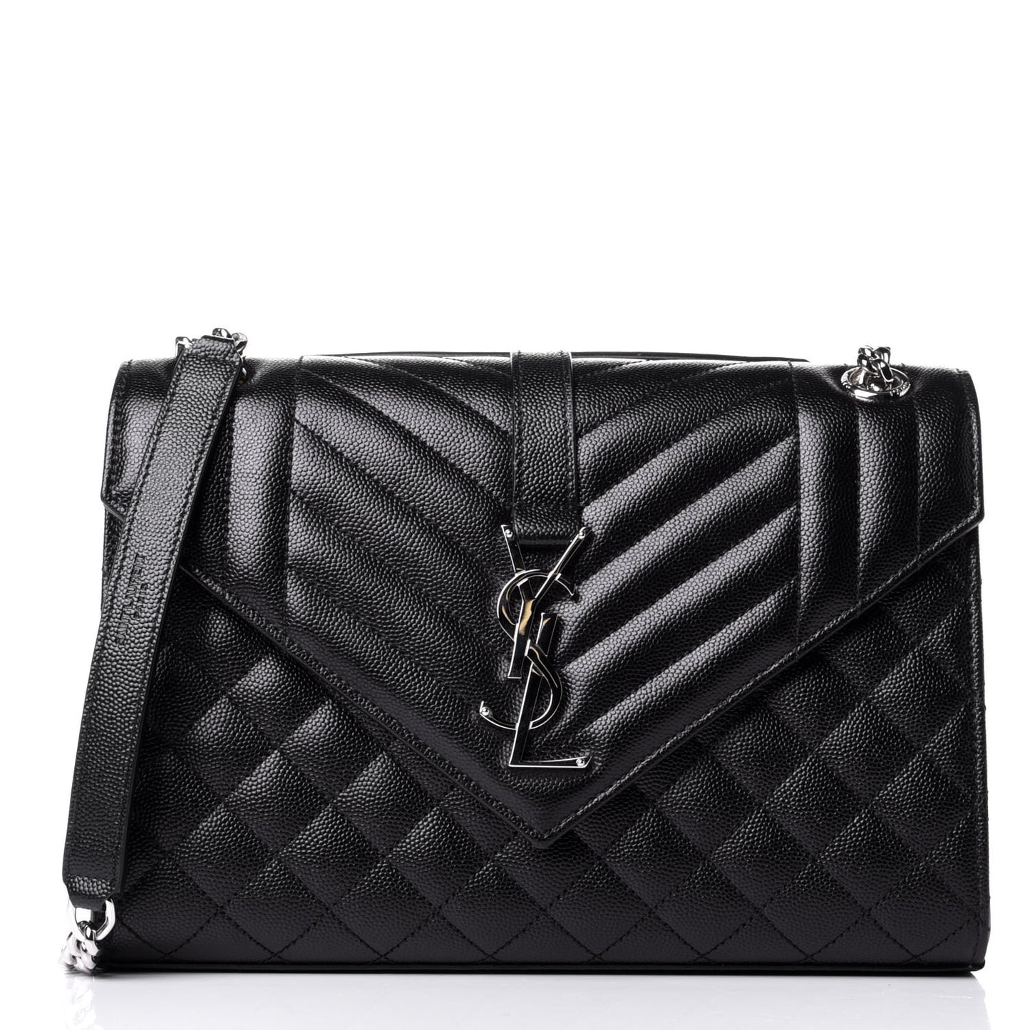 Grain De Poudre Textured Mixed Matelasse Triquilt Medium Monogram Satchel Black