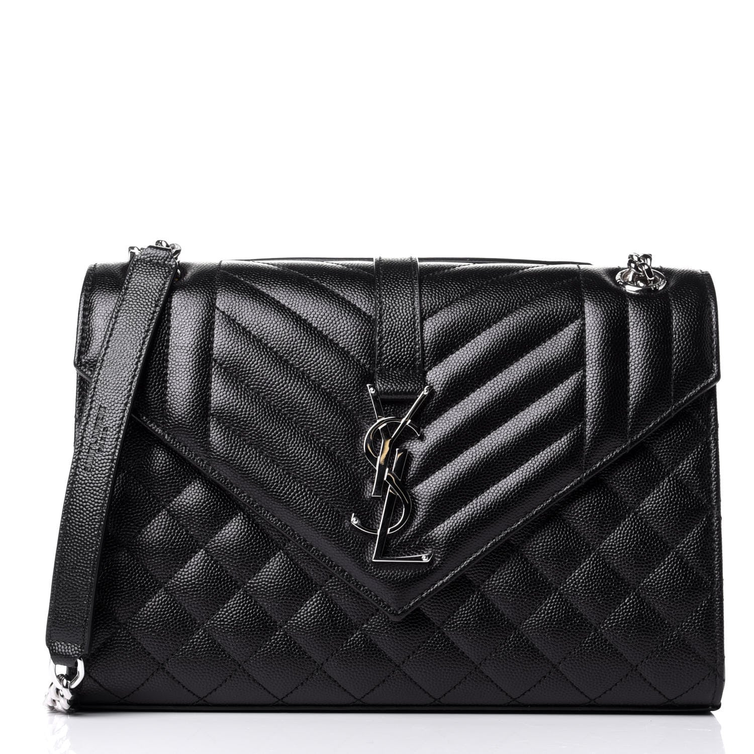 Saint Laurent Grain De Poudre Textured Mixed Matelasse Triquilt Medium Monogram Satchel Black 1 of 10