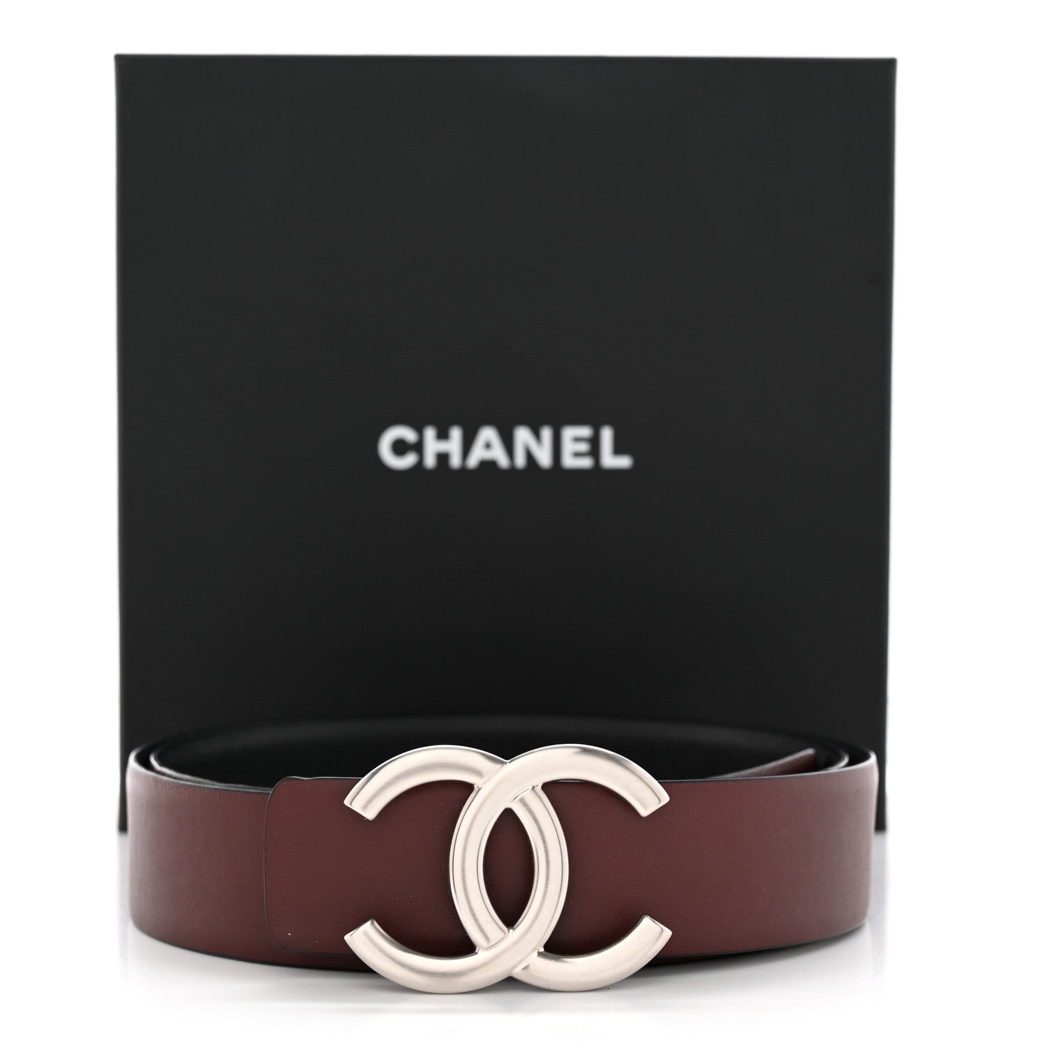 Chanel Calfskin CC Reversible Belt 80/32 Black Burgundy 8 of 8