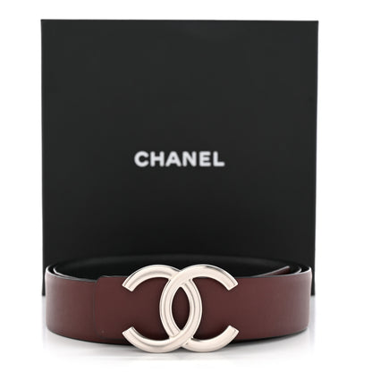 Chanel Calfskin CC Reversible Belt 80/32 Black Burgundy 8 of 8