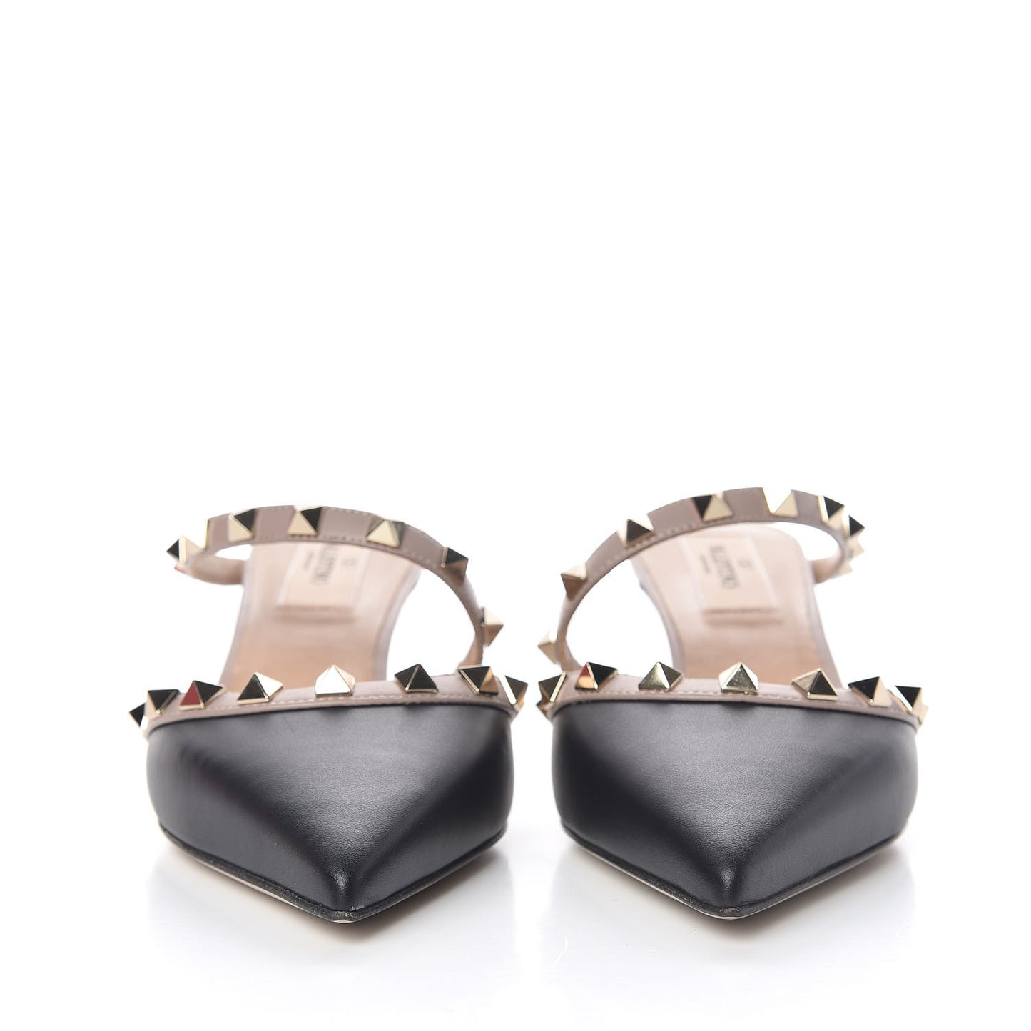 Calfskin Nappa Rockstud Cross Strap 50mm Mules 35 Black Poudre