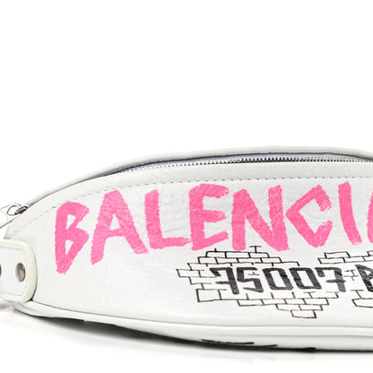 Balenciaga Agneau Arena Graffiti All Over XXS Souvenir Belt Bag White Multicolor 5 of 7