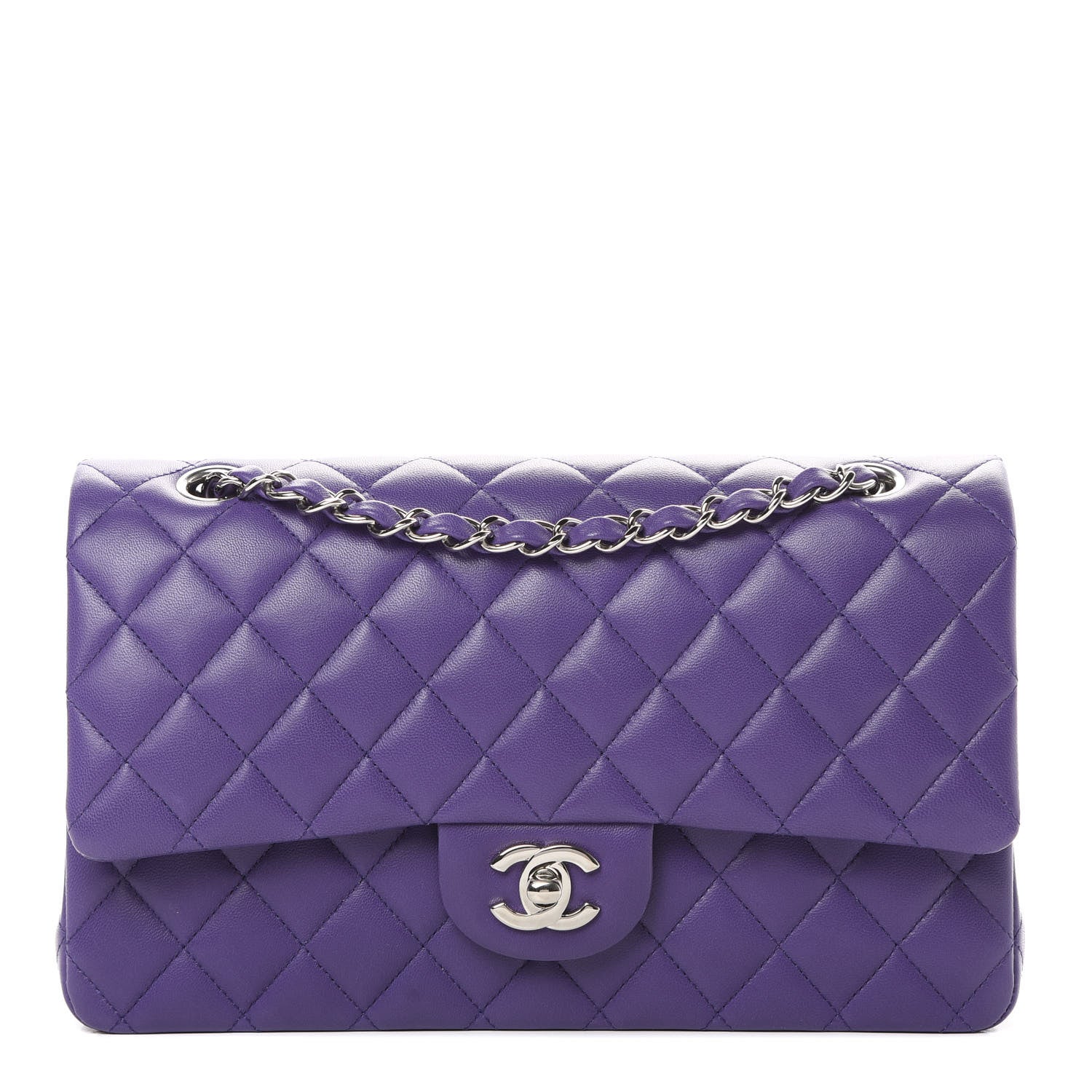 Chanel Lambskin Quilted Medium Double Flap Purple 1 of 16