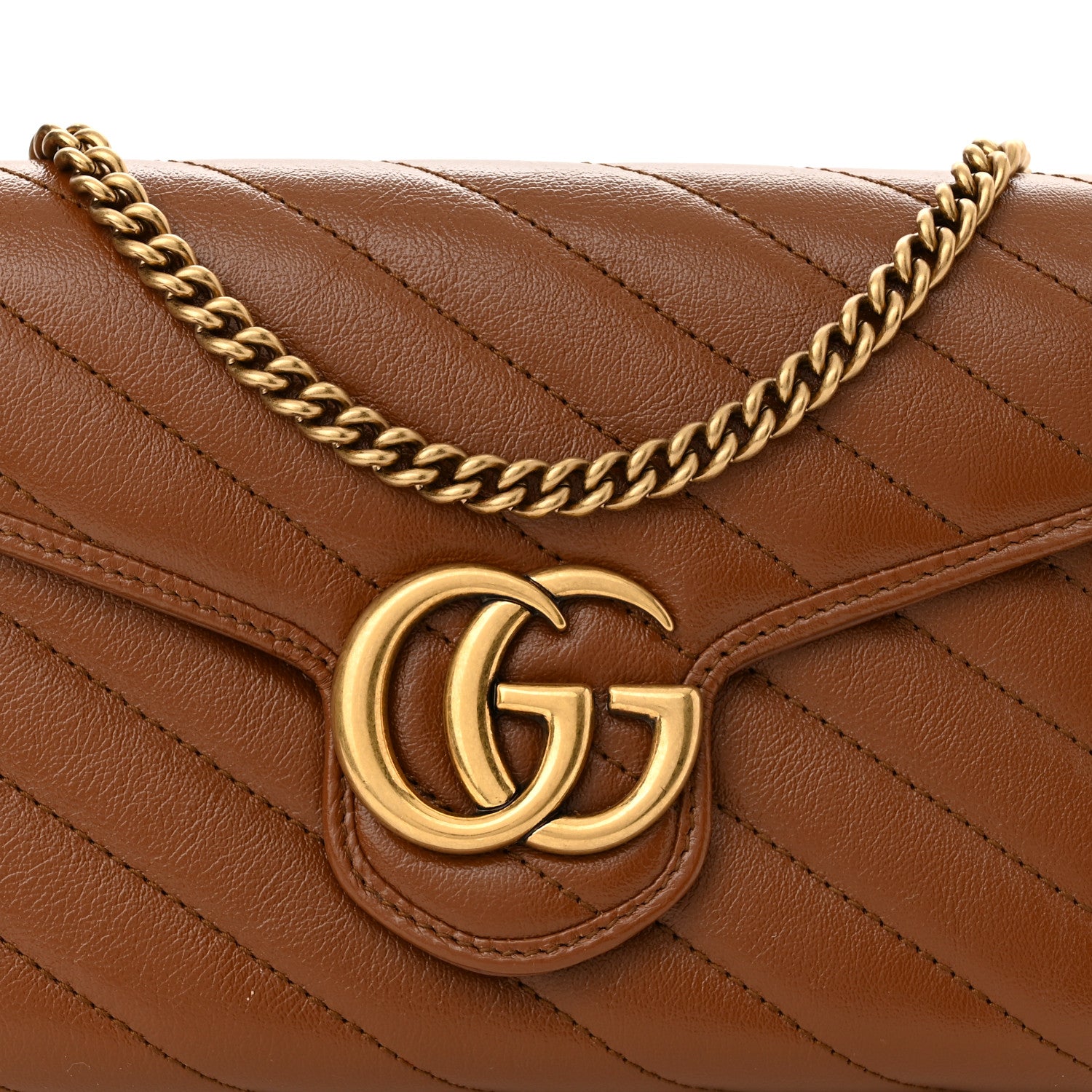 Gucci Azalea Calfskin Matelasse Diagonal GG Marmont Chain Wallet Cuir 7 of 12