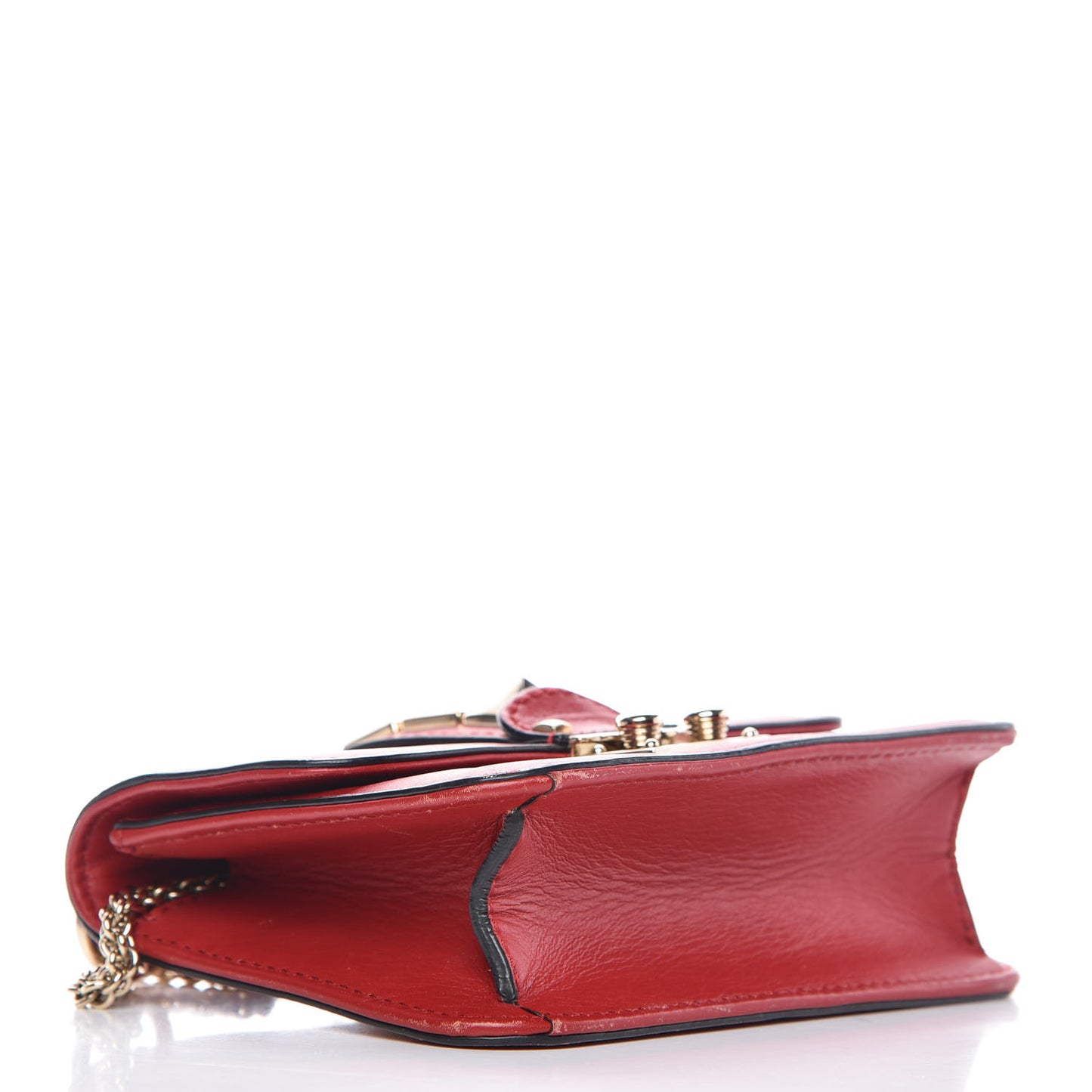 Vitello Mini Glam Lock Rockstud Flap Red