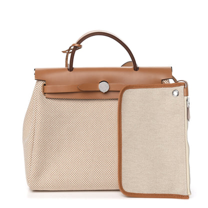 Hermes Vache Hunter Criss Viking Herbag Zip Retourne 31 PM Ecru Beige Naturel 1 of 11