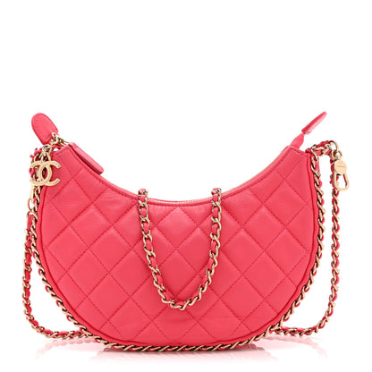 Chanel Lambskin Quilted Small Hobo Bag Pink 1 of 10