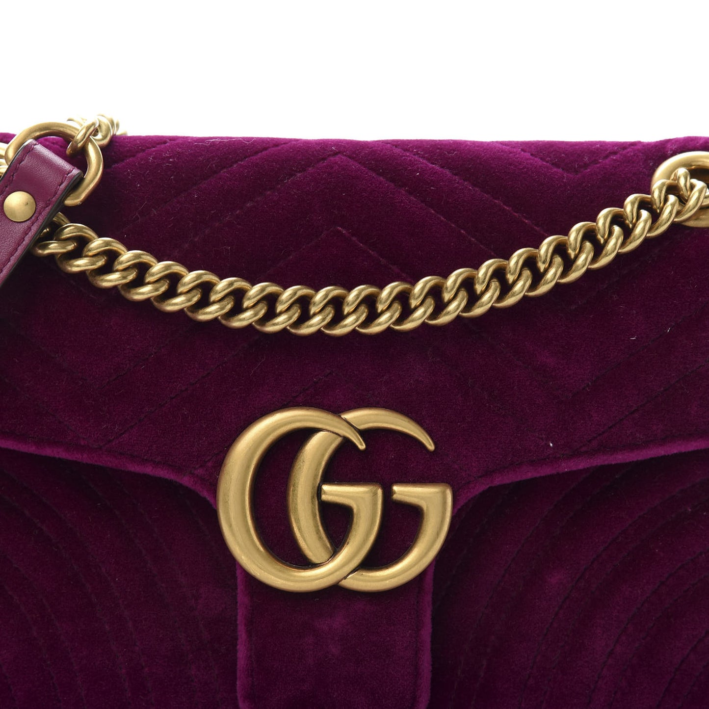 Velvet Matelasse Small GG Marmont Shoulder Bag Fuchsia Violet Cyclamen