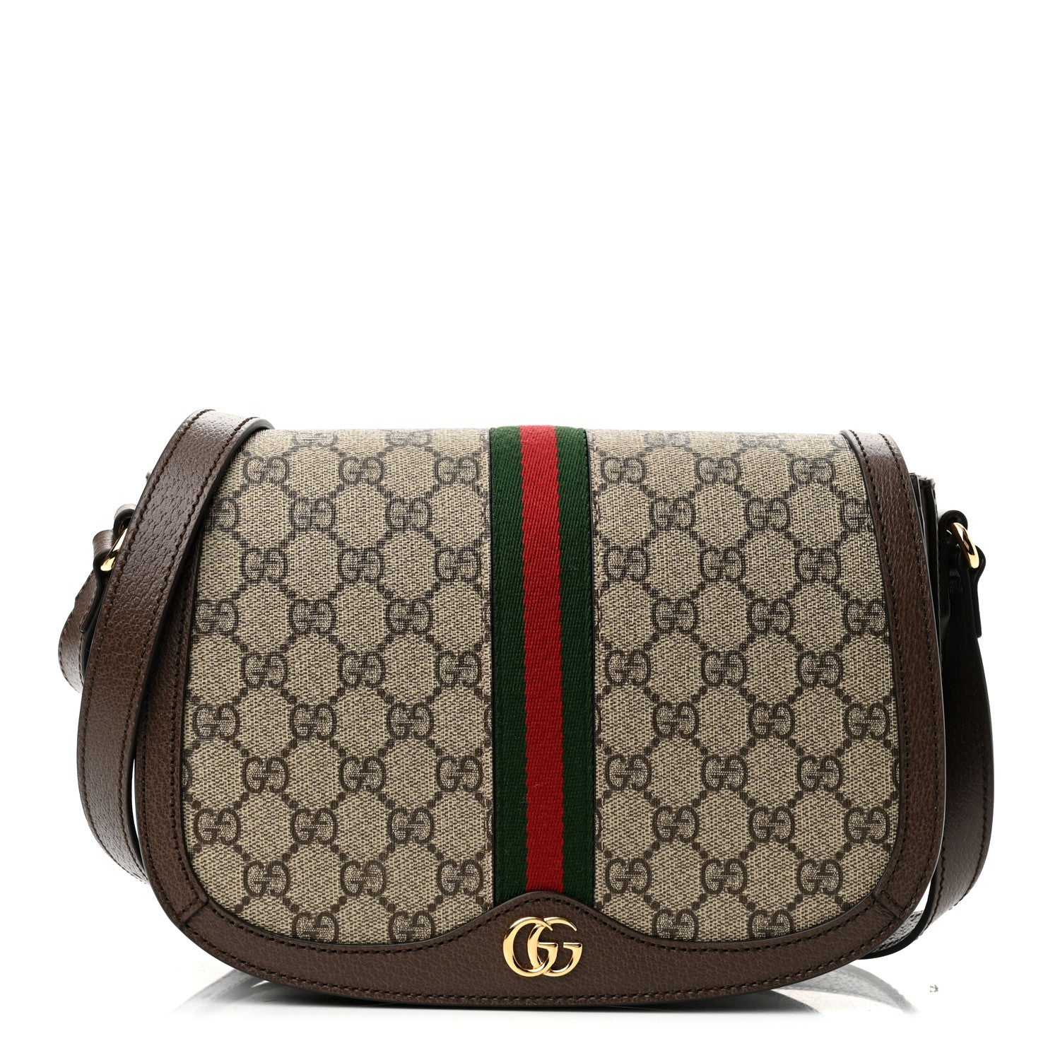 Gucci GG Supreme Monogram Web Small Ophidia Flap Messenger Bag Brown 1 of 10