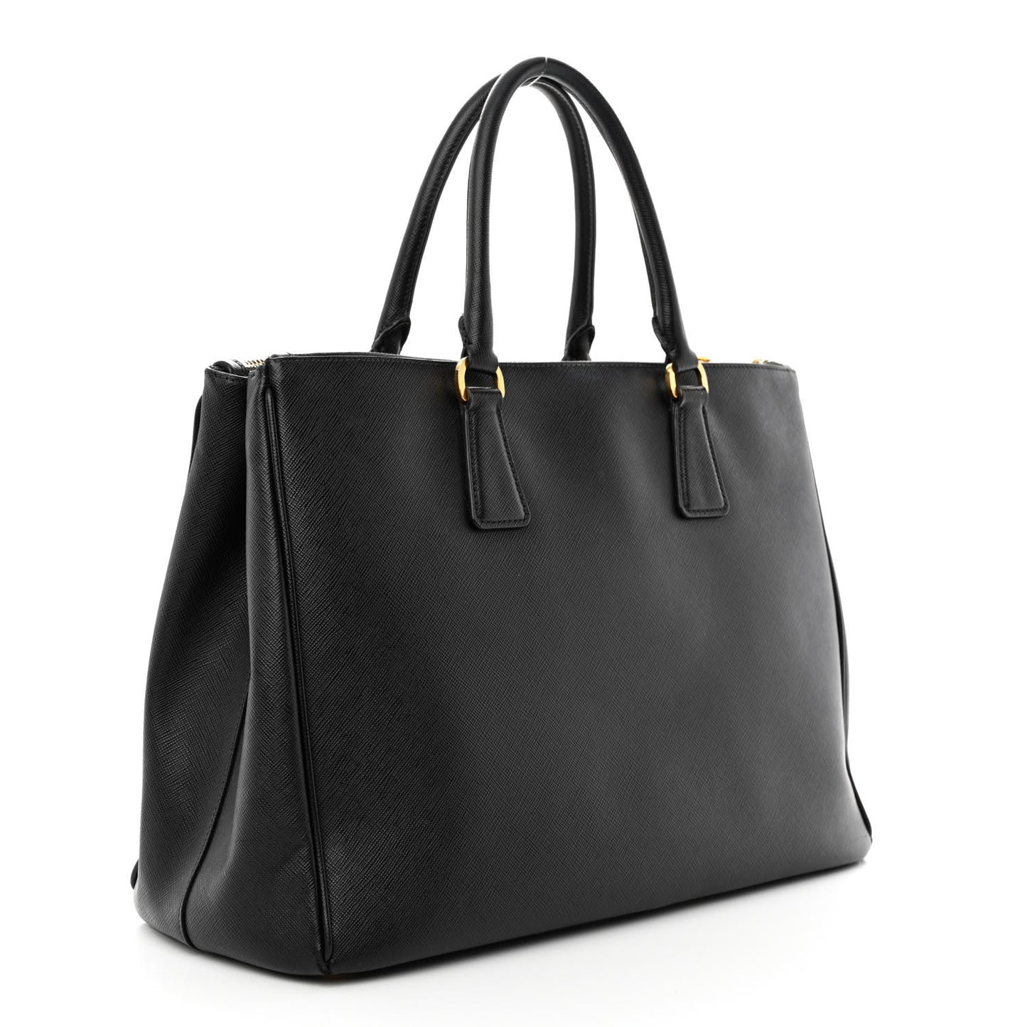 Saffiano Medium Galleria Double Zip Tote Black