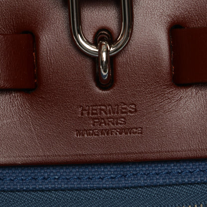 Hermes Military Toile Vache Hunter Herbag Zip PM 31 Bleu Agate Rouge H 6 of 7