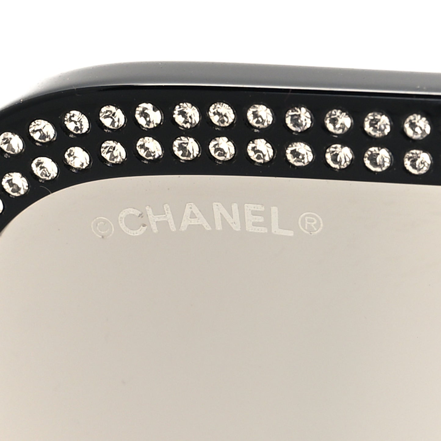 Acetate Crystal CC Shield Sunglasses 71432A Black Silver