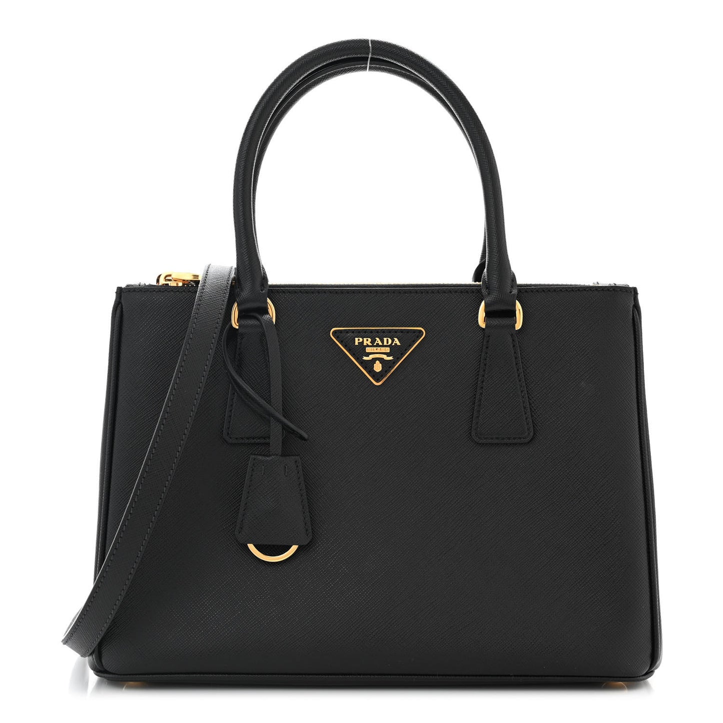Saffiano Small Galleria Double Zip Tote Black