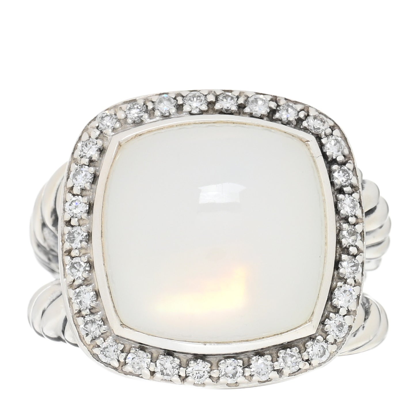Sterling Silver Diamond Mother of Pearl 14mm Albion Statement Ring 54 7