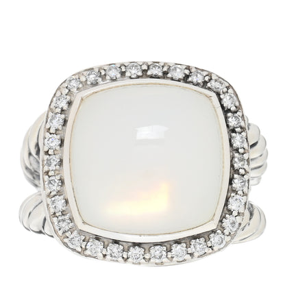 David Yurman Sterling Silver Diamond Mother of Pearl 14mm Albion Statement Ring 54 7 2 of 4