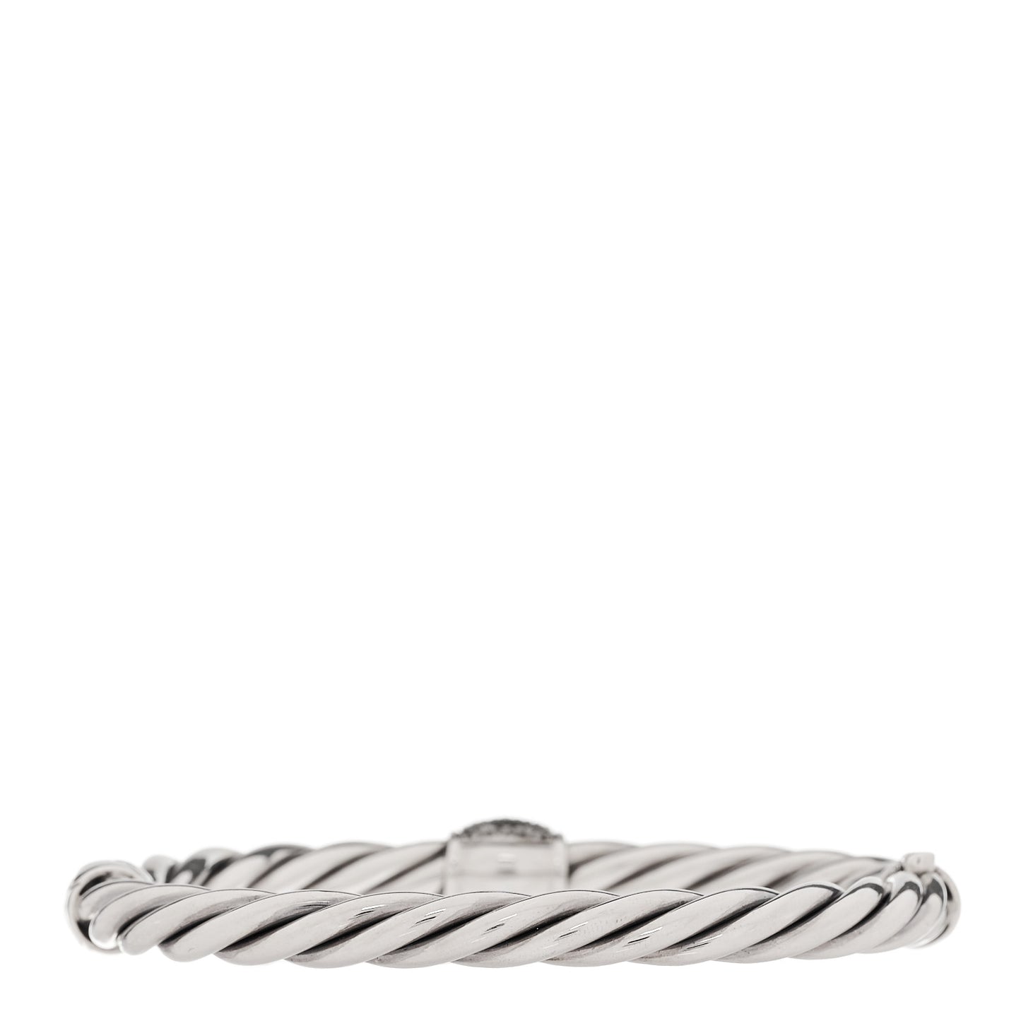 Sterling Silver Diamond 6mm Metro Cable Station Bangle Bracelet